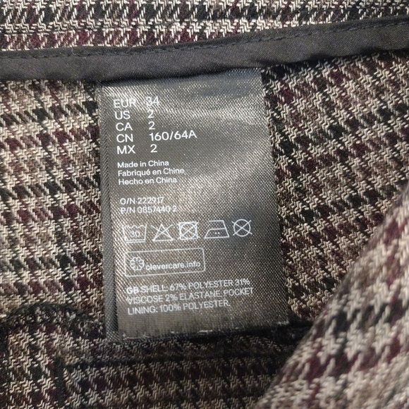 H&M - Houndstooth Ankle Burgundy Pants - Picture 11 of 12